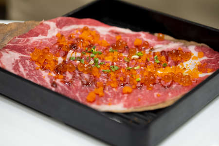 Beefâ onâ Oba leaves in Japanese restaurants. Japanese foodの写真素材