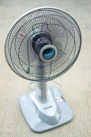 Samut Prakan, Thailand - May 9, 2021 : The new item in home, Soft gray electric fan size of 16 inches product by Mitsubishi electric, electric fan is popular in Thailandのeditorial素材