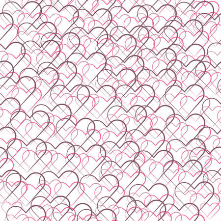 Seamless linear heart pattern on white background. Vector patternのイラスト素材