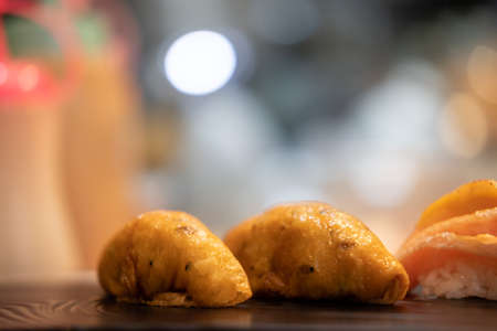 Rice in Tofu sushi. Japanese culture food. Selective focusの写真素材