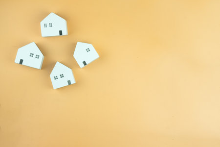 A group of white wood home with copy space for your text, top view. Choose what's the bestの写真素材