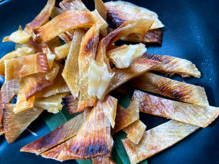 Fried fish fin in the dish. Japan appetizerの写真素材
