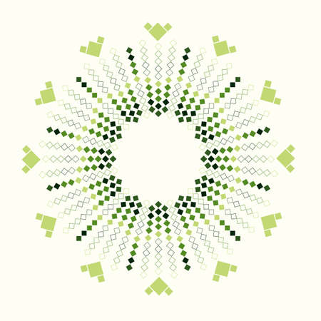 Modern abstract green squares together in a circle. Round. Vector dotted frame. Design element or icon.のイラスト素材
