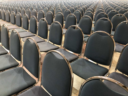 Empty big conference room with row of chairs