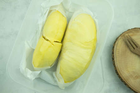 Fresh durian seeds in a box, ready to eat