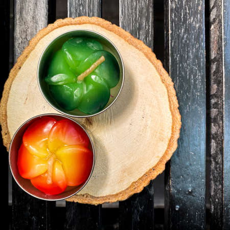 Flower candle decoration in home or spaの写真素材