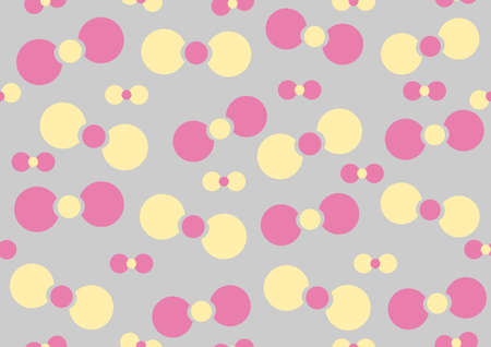 A pattern bow tie of pink and yellow ribbon on a gray background. Seamless pattern of children bowのイラスト素材