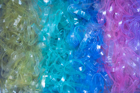 Colorful glitter plastic band of background. Vivid backgroundの写真素材