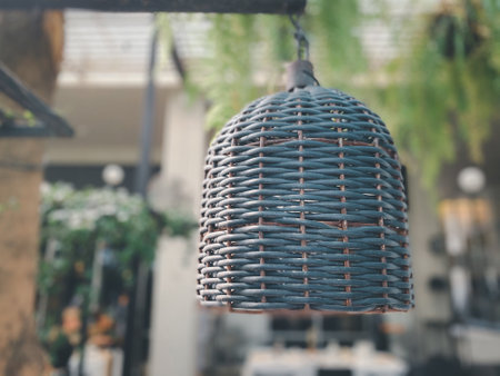 Basket lamp decoration garden. Close upの写真素材