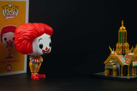 Bangkok, Thailand - September 20, 2021 : The limited edition of funko Pop Icons McDonald's Ronald McDonald Thailand Exclusive Figure (139). Illustrative editorialのeditorial素材
