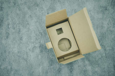 Empty open cardboard box. Top viewの写真素材