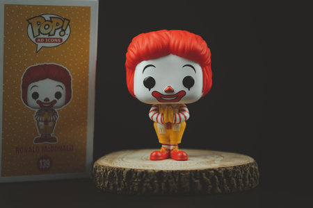 Bangkok, Thailand - October 6, 2021 : The limited edition of funko Pop Icons McDonald's Ronald McDonald Thailand Exclusive Figure (139). Illustrative editorialのeditorial素材