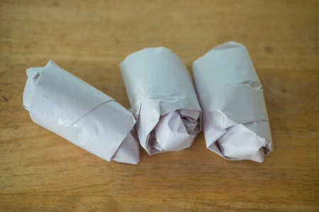Things or parcels wrapped in white paper wrap protecting broken. Concept of protecting broken...