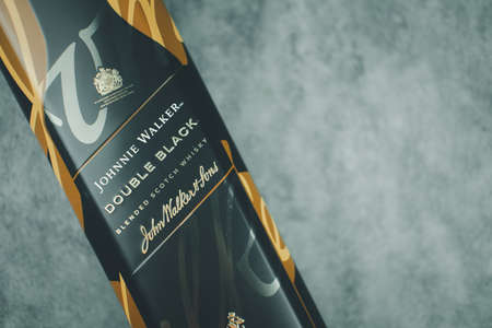 Bangkok, Thailand - December 15, 2021 : Bottle of Johnnie Walker Double Black, the most widely...