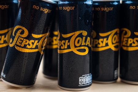 Samut Prakan, Thailand - December 15, 2021 : Pepsi-Cola No sugar aluminium can size 245 ml. Limited...