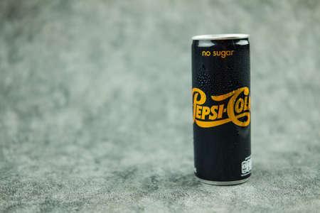 Samut Prakan, Thailand - December 20, 2021 : Aluminium cans Pepsi-Cola No sugar Limited Edition design, Pepsi are one of the world's favourite beverages.のeditorial素材