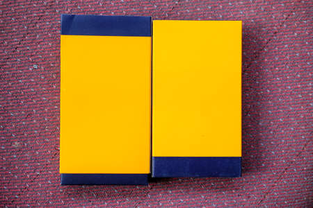 Two of yellow paper rectangle box