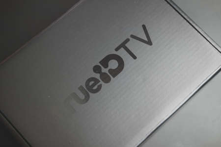 Bangkok, Thailand - January 31, 2022 : TrueID TV box, smart TV box entertainment at home. Access the entertainment with a WIFI network. By True Corporation Public Company Limited (TRUE)のeditorial素材