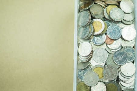Closeup Thai baht coins using as business banking and financial concept