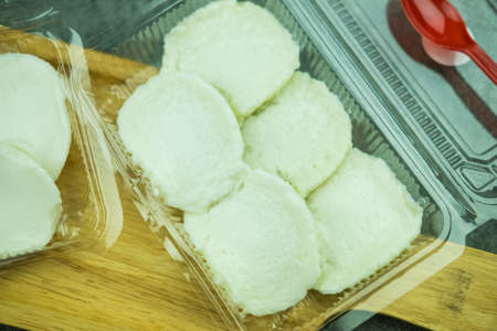 Khanom thuai or Thai Coconut milk custard is a Thai dessert made from rice flour, coconut milk, and...