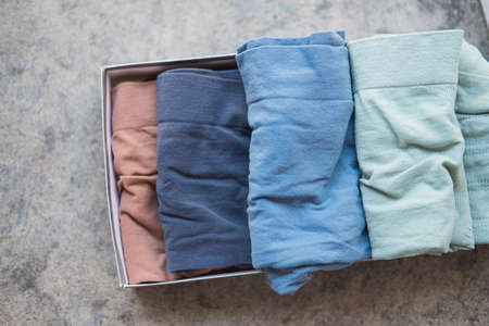 Colorful of man underwear in box. Top viewの写真素材