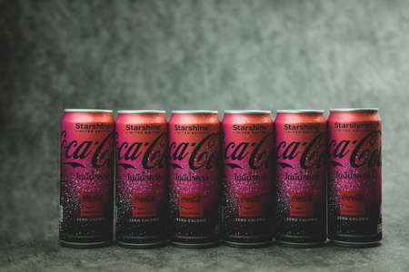 Samut Prakan, Thailand - June 11, 2022 : Coca-Cola Starshine, limited edition a unique packaging design featuring a multi-dimensional light-filled star field and will be supported by a digital-first marketing campaignのeditorial素材