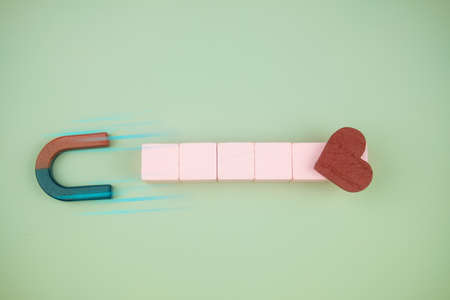 Magnet attracting shape heart. The concept for love, romance, valentine's day and affection