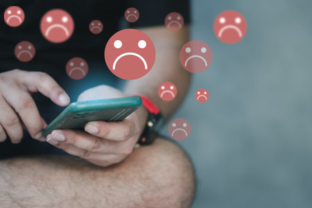Unhappy and disappointed customers give low ratings and negative feedback in surveys online by...