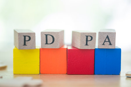 Personal Data Protection Act or PDPA concept. Wood block with text PDPA on colorful wood blockの写真素材