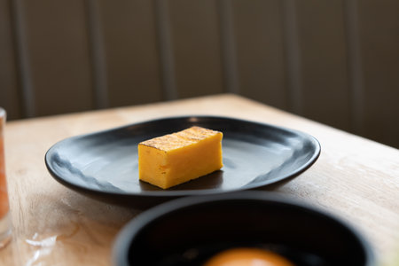Close up sweet tamago eggs sushi - Japanese food styleの写真素材