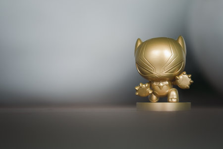 Samut Prakan, Thailand - February 16, 2023 : Miniso Marvel Collection Golden figure now from MINISO Thailand, collection decoration.のeditorial素材