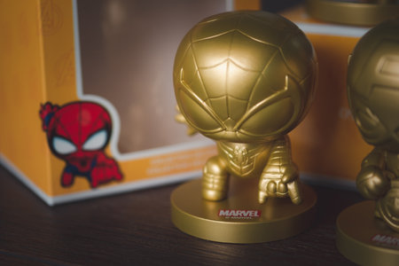 Samut Prakan, Thailand - February 16, 2023 : Miniso Marvel Collection Golden figure now from MINISO...