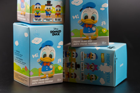 Bangkok, Thailand - February 25, 2023 : Figure blind box boite Pioche figure from Miniso shop. New blind boxのeditorial素材