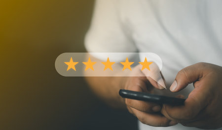 Consumers rate their satisfaction 5 stars. Concepts for services and products and customer...