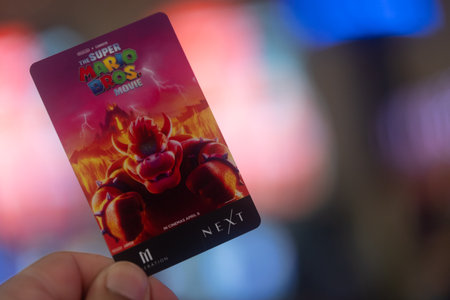 Bangkok, Thailand - April 13, 2023 : The M Generation Next card is used as a discount for watching movies in the Major Group. New collection card of The Super Mario Bros form Major Cineplex.のeditorial素材