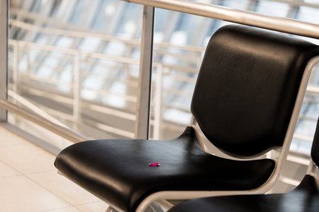 Seats of airport or railway station depot, with copy space place for advertising or text