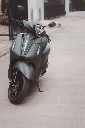 Samut Prakan - August 22, 23: New Yamaha, model Yamaha Grand Filano Hybrid Connected 2023....
