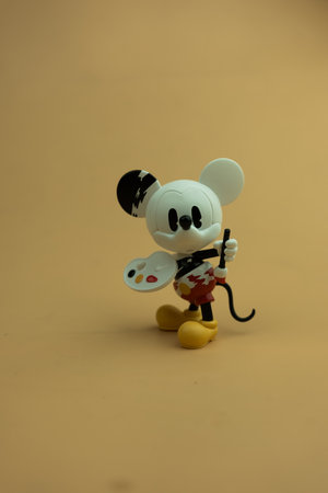 Bangkok, Thailand - October 15, 2023 : Cute Pop Mart toy figurine. POPMART Disney 100th anniversary Mickey Series, Gypsum Mickeyのeditorial素材