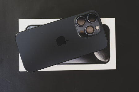Bangkok, Thailand - October 16, 2023 : Apple iPhone 15 in front of a  box, launched on September...