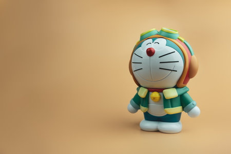 Samut Prakan, Thailand - October 18, 2023 : Plastic drink toy Doraemon to promote the movie of Doraemon The Movie 2023: Nobita's Sky Utopia. From SF Cinema city. The cinema in Thailand.のeditorial素材