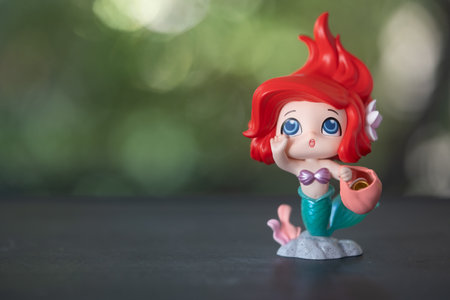 Bangkok, Thailand - October 29, 2023: POP MART Disney princess Ariel toy, Disney 100th anniversary princess childhood seriesのeditorial素材