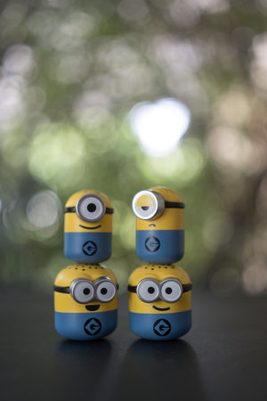 Bangkok, Thailand - November 11, 2023 : Cute a little Minion character from Opening a Q-TOPPING 1.0 Blind Box from Miniso Thailand. The surprise unboxing a unique and thrilling experience.のeditorial素材