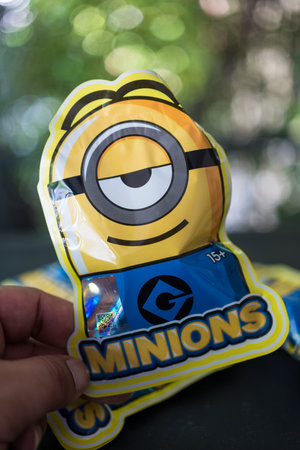 Bangkok, Thailand - November 23, 2023 : A package of toy from MINISO of a collection is Minions Q-TOPPING 1.0, randomly selected up to 12 and secret 1 designsのeditorial素材