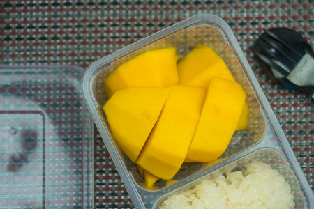 Traditional thai dessert mango sticky rice. Authentic Thai dessert