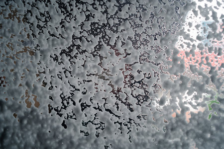 Soap suds on the glass. View from Inside car, automatic car wash.の写真素材