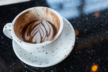Empty hot chocolate after drinking with a stain after finishing drinking.の写真素材