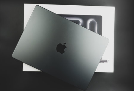 Bangkok, Thailand - December 27, 2023 : Apple Macbook Pro with M3 Max new chip Space Black. Apple launched a new MacBook Pro in 2023のeditorial素材