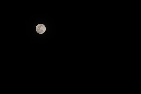 Full moon in the dark night. Landscape with the rising of the full moonの写真素材