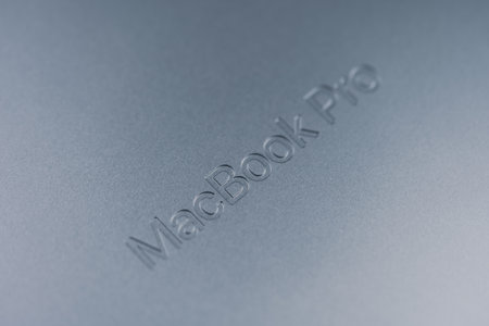Bangkok, Thailand - December 28, 2023 : Engraved text on the new Apple MacBook book pro. Apple...