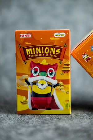 Bangkok, Thailand - January 7, 2024 : POP MART Minions Travelogues of China Series Figurine. Pop Figures Random Figures Action Figures Collectible Figures and Collectors Art Toyのeditorial素材